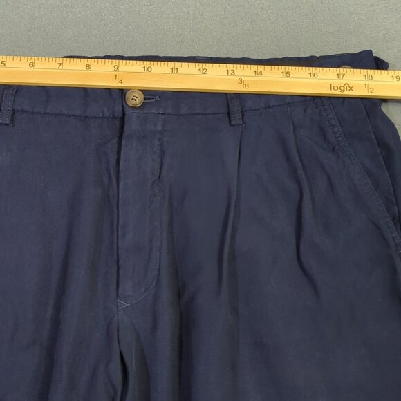 Giorgio Armani Pants Men's 54(IT) Fits 36x30 Navy Blue Pleated Cotton Slacks - Picture 5 of 12